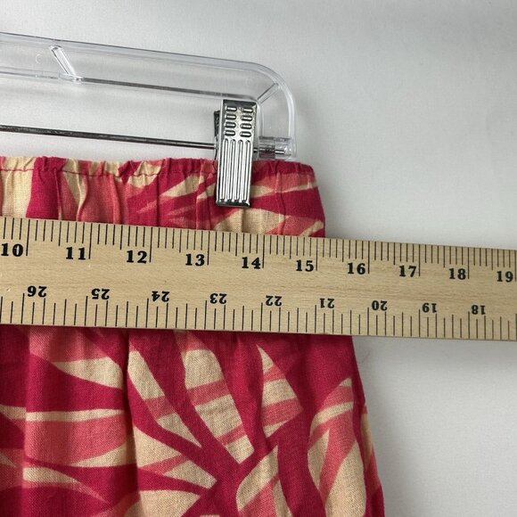 Tahari Pants Womens Large Fuchsia  Leaf Floral Print 100%Linen Classic Wide Leg - Picture 5 of 13